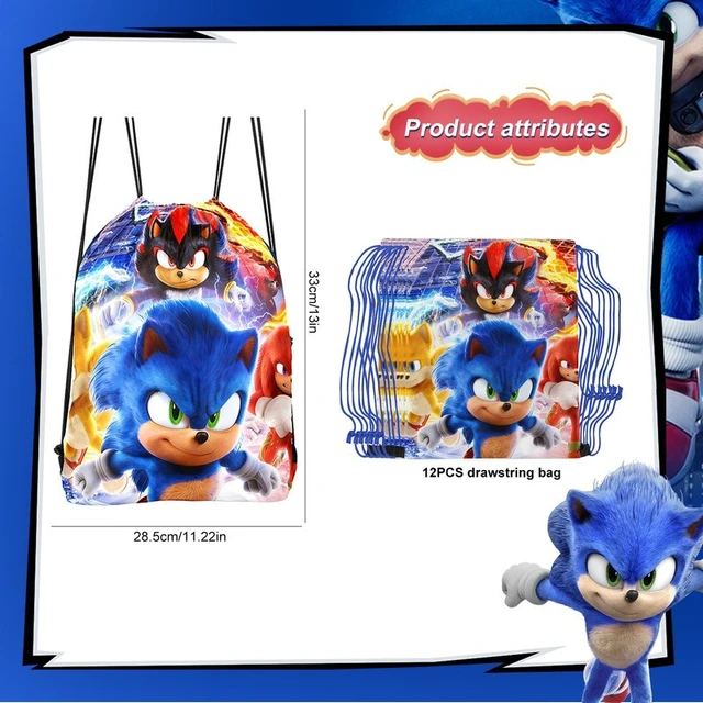 Alt view image 2 of 7 - 12 Pcs Sonic Drawstring Bags Sonic Party Bags Sonic Candy Bags Sonic Gift Bags Sonic Party Drawstring Bags for Sonic Birthday Party Decorations or Sonic Party Supplies