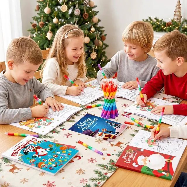 Alt view image 3 of 7 - 96pcs Christmas Party Favors, Including Christmas DIY Stickers & Treat Bags, Christmas Stamps Pens Etc Christmas Classroom Gifts and Xmas Party Supplies