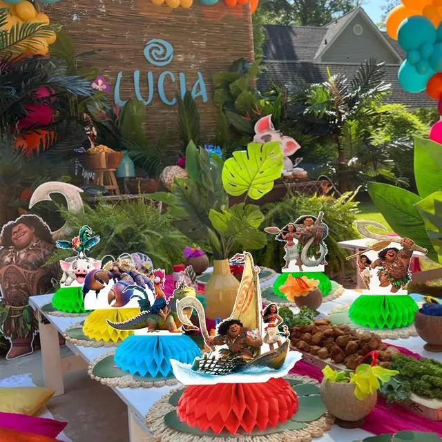 Alt view image 3 of 7 - Moana Centerpieces,9pcs Moana Birthday Party Table Centerpieces Set- Moana Party Centerpieces, Moana Honeycomb Centerpieces & Moana Themed Centerpieces for Moana Party or Moana Table Decorations