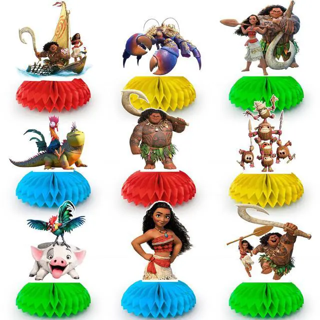 Main image of Moana Centerpieces,9pcs Moana Birthday Party Table Centerpieces Set- Moana Party Centerpieces, Moana Honeycomb Centerpieces & Moana Themed Centerpieces for Moana Party or Moana Table Decorations