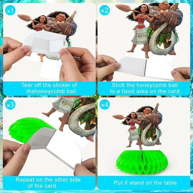 Alt view image 4 of 7 - Moana Centerpieces,9pcs Moana Birthday Party Table Centerpieces Set- Moana Party Centerpieces, Moana Honeycomb Centerpieces & Moana Themed Centerpieces for Moana Party or Moana Table Decorations