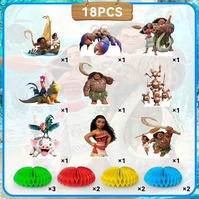 Alt view image 6 of 7 - Moana Centerpieces,9pcs Moana Birthday Party Table Centerpieces Set- Moana Party Centerpieces, Moana Honeycomb Centerpieces & Moana Themed Centerpieces for Moana Party or Moana Table Decorations