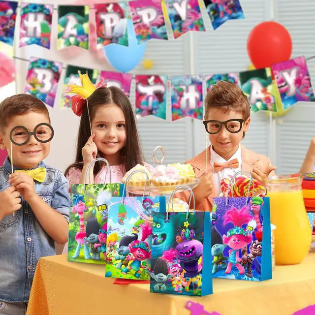 Alt view image 3 of 6 - Trolls Party Gift Bags - 16 Pcs Trolls Party Bags, Trolls Gift Bags, Trolls Candy Bags for Boys/Girls Children's Trolls Themed Birthday Party Decoration Supplies
