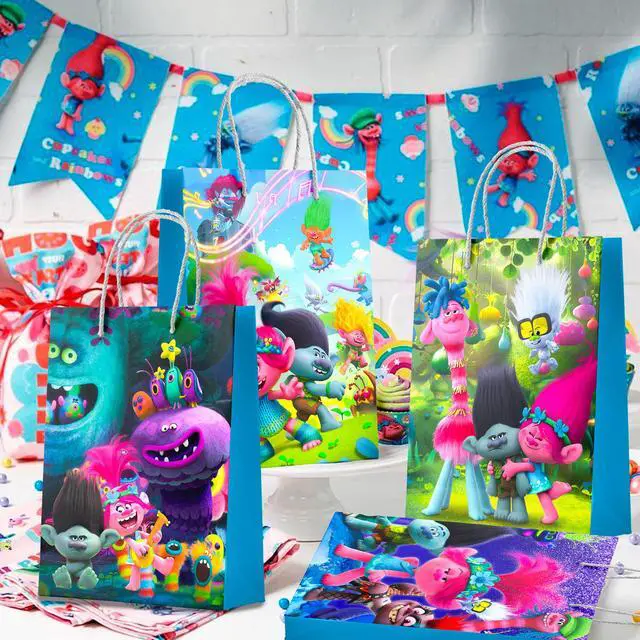 Alt view image 2 of 6 - Trolls Party Gift Bags - 16 Pcs Trolls Party Bags, Trolls Gift Bags, Trolls Candy Bags for Boys/Girls Children's Trolls Themed Birthday Party Decoration Supplies