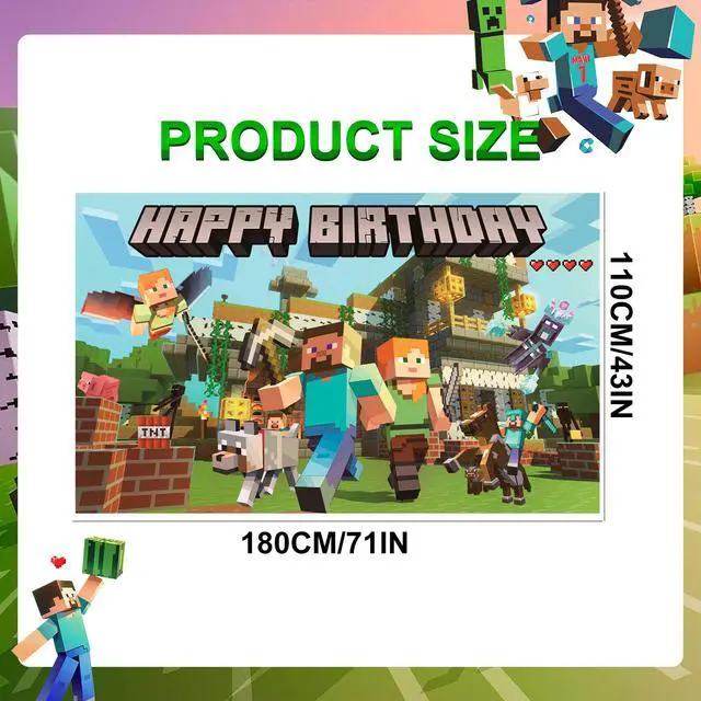 Alt view image 7 of 7 - Pixel Party Decorations, Pixel Games Birthday Backdrop Minecraft Happy Birthday Party Backdrop Pixel Games Themed Party Backdrop, Pixel Party Backdrop for Minecraft Themed Party Decorations