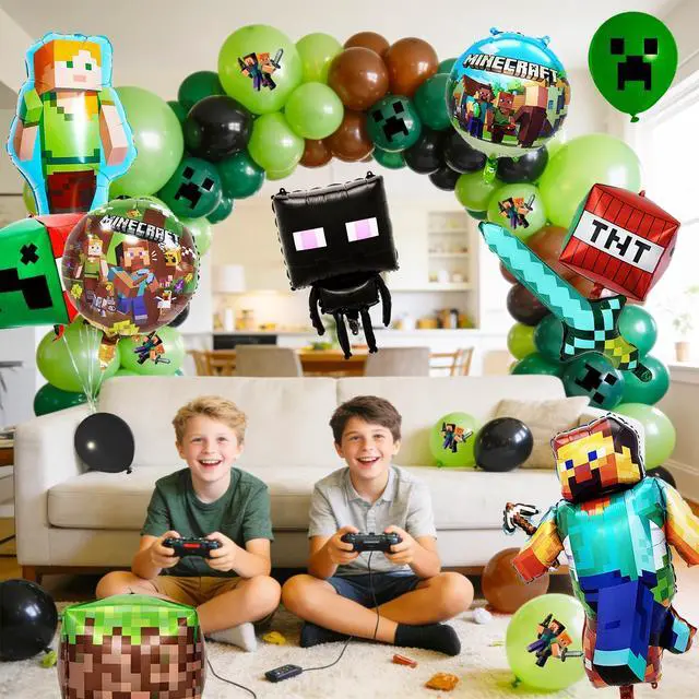 Alt view image 2 of 7 - 81pcs Minecraft Balloon Party Decorations,Minecraft Birthday Decorations Balloons Set,Minecraft Theme Party Latex Balloons,Foil Balloons for Kids Birthday Party Decorations Favors