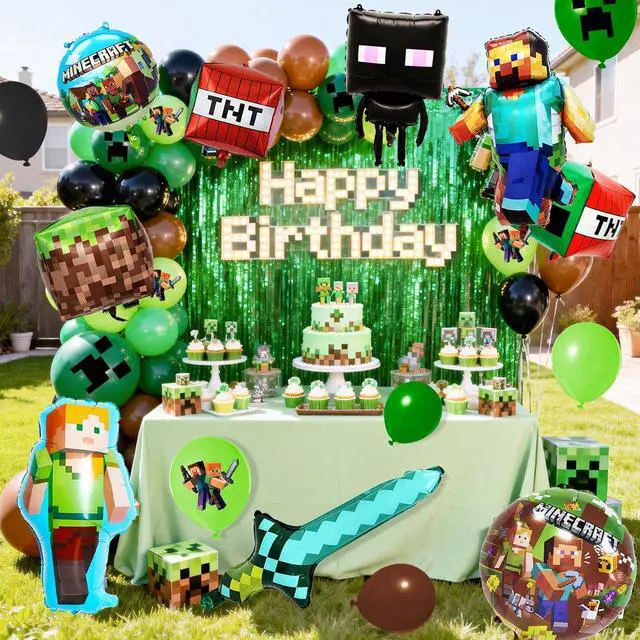 Alt view image 3 of 7 - 81pcs Minecraft Balloon Party Decorations,Minecraft Birthday Decorations Balloons Set,Minecraft Theme Party Latex Balloons,Foil Balloons for Kids Birthday Party Decorations Favors
