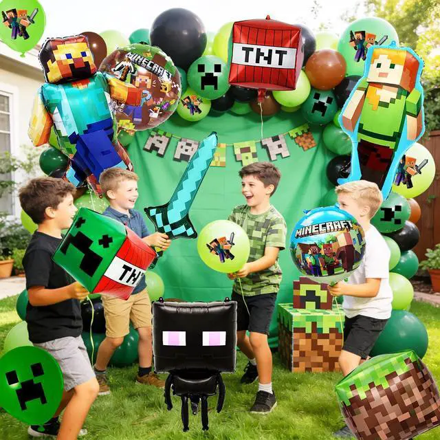 Alt view image 4 of 7 - 81pcs Minecraft Balloon Party Decorations,Minecraft Birthday Decorations Balloons Set,Minecraft Theme Party Latex Balloons,Foil Balloons for Kids Birthday Party Decorations Favors