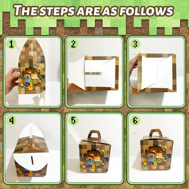 Alt view image 3 of 7 - Pixel Game Party Boxes, 12 Pcs Minecraft Treat Boxes/Minecraft Paper Box/Pixel Game Treat Boxes/Pixel Game Goodie Boxes, Pixel Game Candy Boxes for Pixel Game Birthday Decorations
