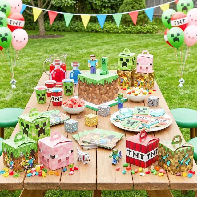 Alt view image 2 of 7 - Pixel Game Party Boxes, 12 Pcs Minecraft Treat Boxes/Minecraft Paper Box/Pixel Game Treat Boxes/Pixel Game Goodie Boxes, Pixel Game Candy Boxes for Pixel Game Birthday Decorations