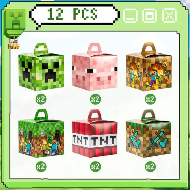Alt view image 7 of 7 - Pixel Game Party Boxes, 12 Pcs Minecraft Treat Boxes/Minecraft Paper Box/Pixel Game Treat Boxes/Pixel Game Goodie Boxes, Pixel Game Candy Boxes for Pixel Game Birthday Decorations