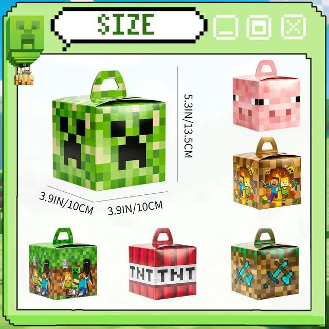 Alt view image 6 of 7 - Pixel Game Party Boxes, 12 Pcs Minecraft Treat Boxes/Minecraft Paper Box/Pixel Game Treat Boxes/Pixel Game Goodie Boxes, Pixel Game Candy Boxes for Pixel Game Birthday Decorations