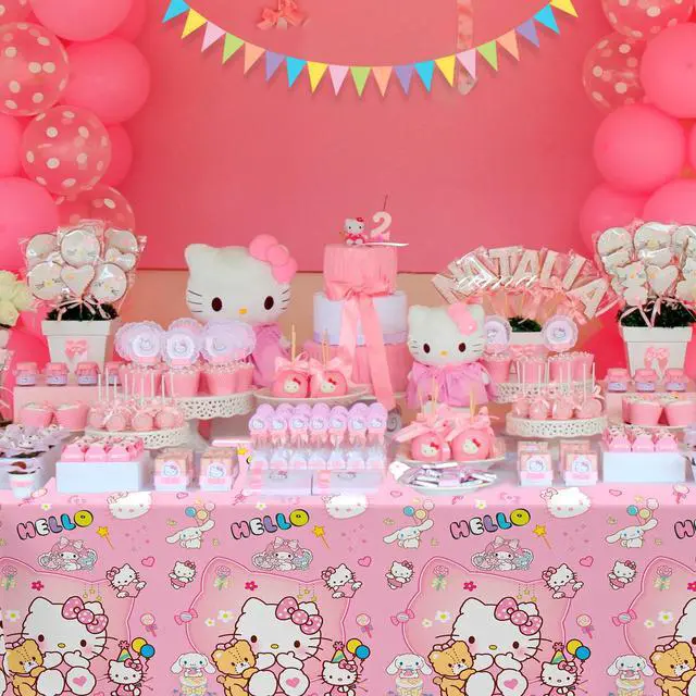 Alt view image 2 of 7 - Hello Kitty Tablecloths, 3 Pieces Hello Kitty Tablecloths and Hello Kitty Party Tablecloths for Girls Kids Hello Kitty Themed Birthday Party Decoration Supplies