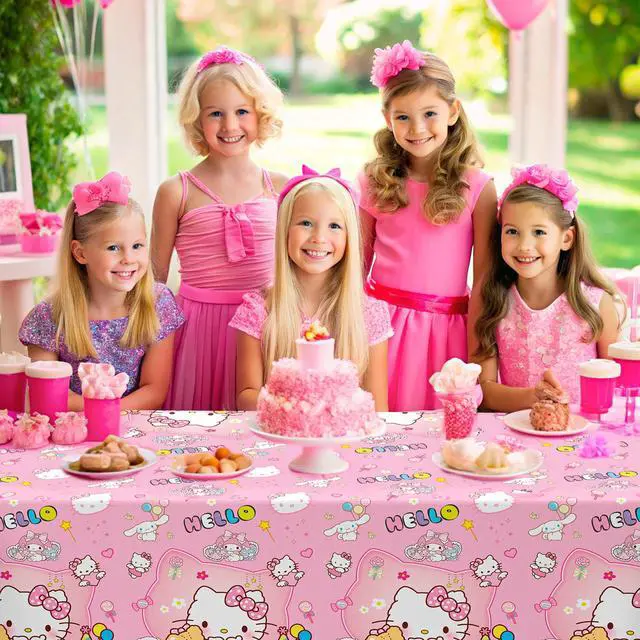 Alt view image 4 of 7 - Hello Kitty Tablecloths, 3 Pieces Hello Kitty Tablecloths and Hello Kitty Party Tablecloths for Girls Kids Hello Kitty Themed Birthday Party Decoration Supplies