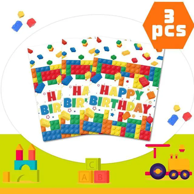 Alt view image 7 of 7 - Building Block Party Tablecloths, 3pcs Building Block Party Decorations Tablecloths set - Building Blocks Tablecloth, Building Block Party Table Cover for Building Block Birthday Party Supplies
