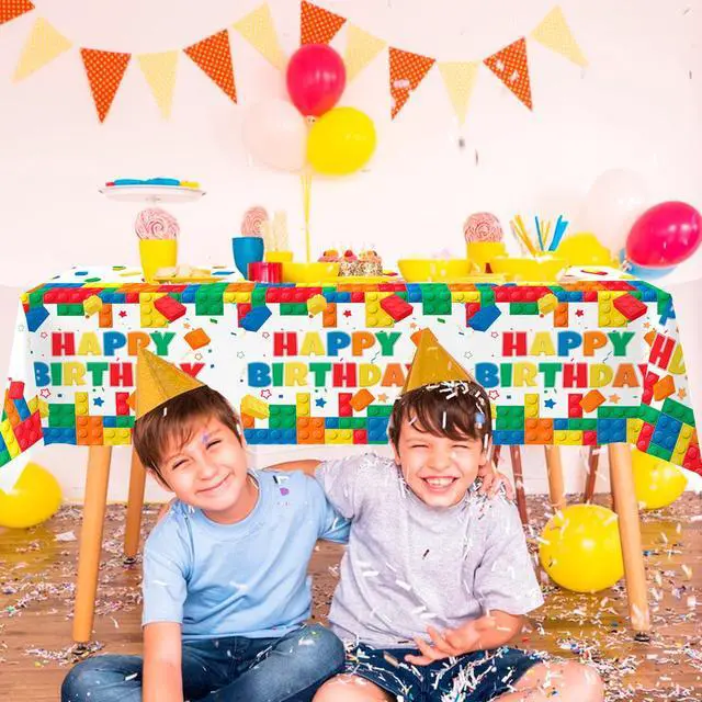 Alt view image 4 of 7 - Building Block Party Tablecloths, 3pcs Building Block Party Decorations Tablecloths set - Building Blocks Tablecloth, Building Block Party Table Cover for Building Block Birthday Party Supplies