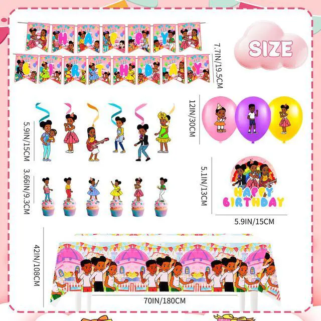 Alt view image 6 of 7 - 47 Pcs Gracie Birthday Party Decorations Set - Gracie Party Balloons & Gracie Birthday Banner Cake Toppers Tablecloth etc Gracie Birthday Party Decorations