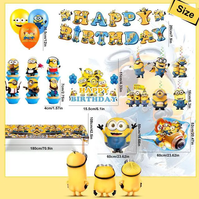 Alt view image 7 of 7 - Minions Party Decorations, 35pcs Minions Birthday Decorations - Minions Party Balloons & Minions Birthday Banner Cake Toppers Tablecloth etc. Minions Birthday Party Decorations for Boys/Girls
