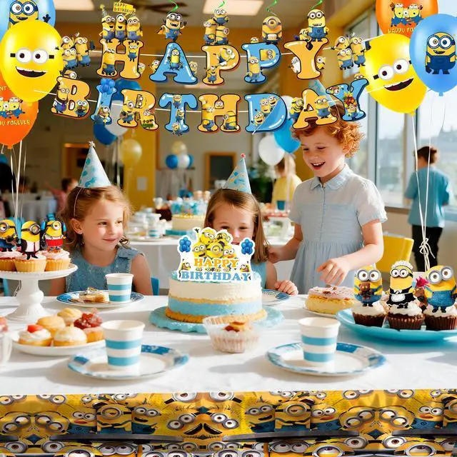 Alt view image 3 of 7 - Minions Party Decorations, 35pcs Minions Birthday Decorations - Minions Party Balloons & Minions Birthday Banner Cake Toppers Tablecloth etc. Minions Birthday Party Decorations for Boys/Girls