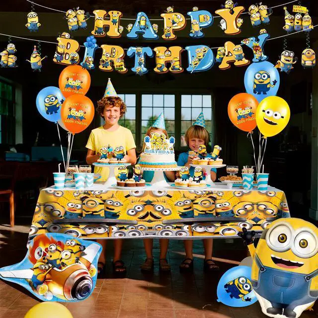 Alt view image 5 of 7 - Minions Party Decorations, 35pcs Minions Birthday Decorations - Minions Party Balloons & Minions Birthday Banner Cake Toppers Tablecloth etc. Minions Birthday Party Decorations for Boys/Girls