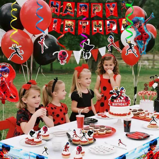 Alt view image 3 of 7 - Miraculous Ladybug Party Decorations,35pcs Miraculous Ladybug Birthday Decorations Set-Miraculous Ladybug Banner Ballons & Tablecloth etc Miraculous Ladybug Theme Party Decorations for Girls
