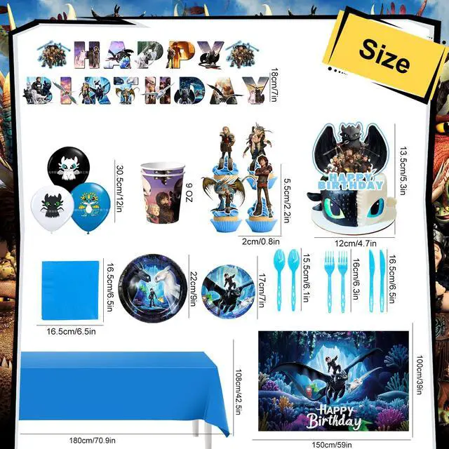 Alt view image 7 of 7 - 98 Pcs How to Train Your Dragon Birthday Party Supplies-Banner Balloons Plate Cup etc How to Train Your Dragon Party Decorations