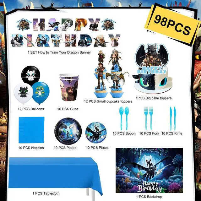 Alt view image 6 of 7 - 98 Pcs How to Train Your Dragon Birthday Party Supplies-Banner Balloons Plate Cup etc How to Train Your Dragon Party Decorations