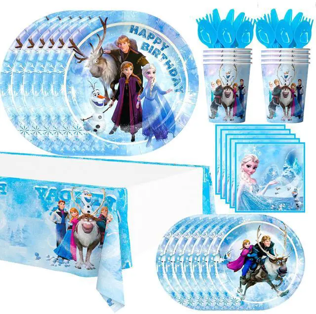 Main image of Frozen Party Supplies, 161pcs Frozen Party Tableware Set Including Frozen Plates and Napkins & Elsa Paper Cup & Frozen Tablecloth etc Frozen Themed Birthday Party Supplies for Girls (Serves 20)