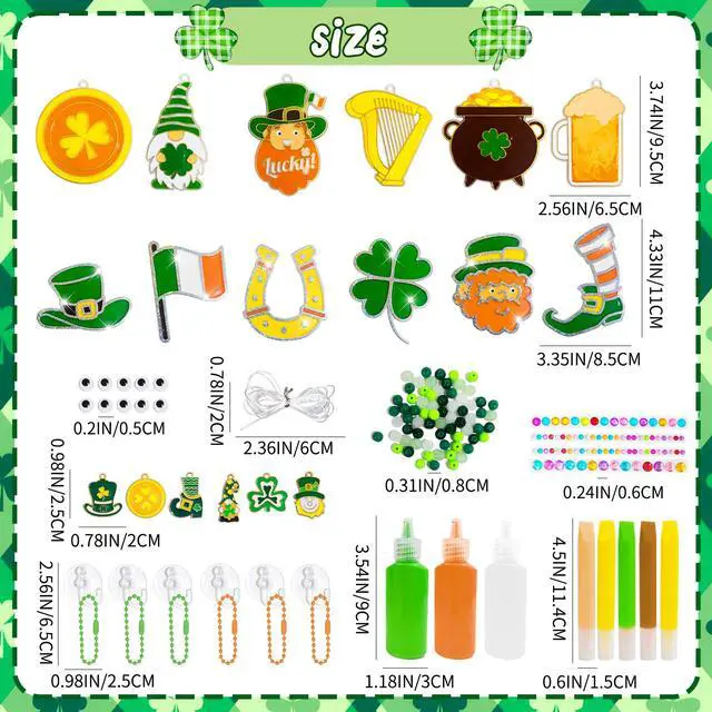 Alt view image 7 of 7 - 201pcs St. Patrick's Day Glue Painting for Irish St. Patrick's Day Party Decorations, Paint Your Own Window Ornaments Irish Sun Catcher Craft for Shamrock Decorations for Irish