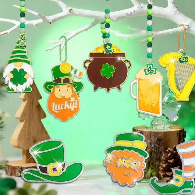 Alt view image 2 of 7 - 201pcs St. Patrick's Day Glue Painting for Irish St. Patrick's Day Party Decorations, Paint Your Own Window Ornaments Irish Sun Catcher Craft for Shamrock Decorations for Irish