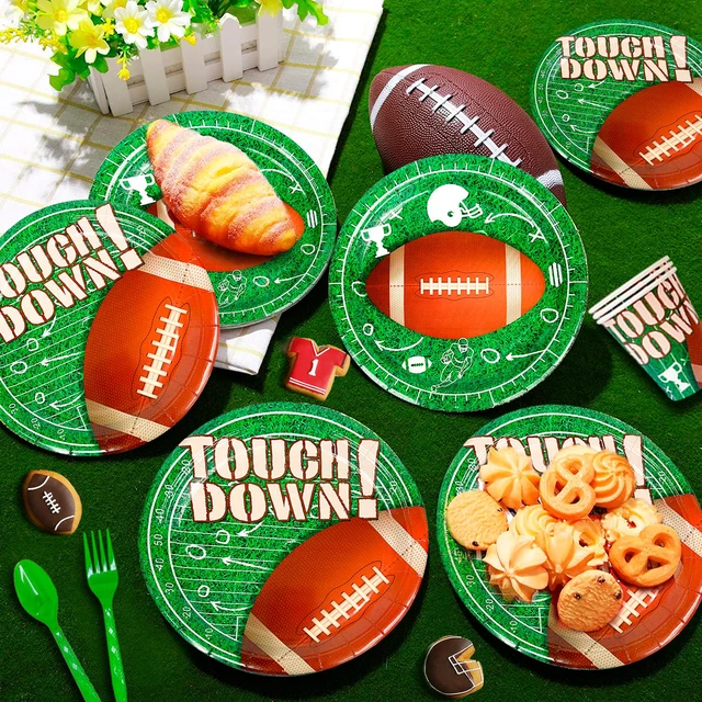 Alt view image 5 of 6 - Football Birthday Party Supplies,164pcs Super Bowl Football Party Decorations&Tableware Set-Football Party Plates Napkins Tablecloth Balloons et Football Theme Party Supplies for Boys Super Bowl Party