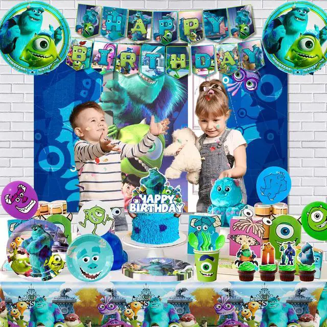 Alt view image 2 of 6 - Monsters Inc Birthday Decorations,114pcs Monster Inc Party Decorations & Tableware Set- Monsters Inc Party Supplies Plates,Monster Inc Balloons Banner Backdrop etc Monster Inc Birthday Party Supplies