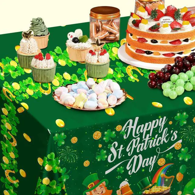 Alt view image 3 of 7 - St Patricks Day Tablecloth, 3pcs Saint Patricks Day Table Cloth Set - St. Pat's Day Party Tablecloth, Happy St. Patrick's Day Tablecloths & St. Patrick's Day Tablecover for St Patricks Day Decorations