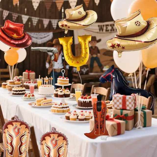 Alt view image 2 of 7 - Cowboy Balloons, 14pcs Cowboy Party Decorations Balloons Set - Cowboy Hat Foil Balloons + Horse Foil Balloons + Cowboy Boot Balloons, Cowboy Foil Balloons for Cowboy Theme Party Decorations