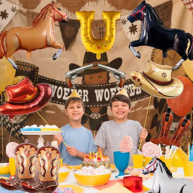 Alt view image 3 of 7 - Cowboy Balloons, 14pcs Cowboy Party Decorations Balloons Set - Cowboy Hat Foil Balloons + Horse Foil Balloons + Cowboy Boot Balloons, Cowboy Foil Balloons for Cowboy Theme Party Decorations
