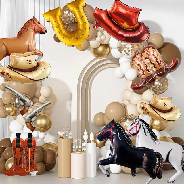 Alt view image 4 of 7 - Cowboy Balloons, 14pcs Cowboy Party Decorations Balloons Set - Cowboy Hat Foil Balloons + Horse Foil Balloons + Cowboy Boot Balloons, Cowboy Foil Balloons for Cowboy Theme Party Decorations