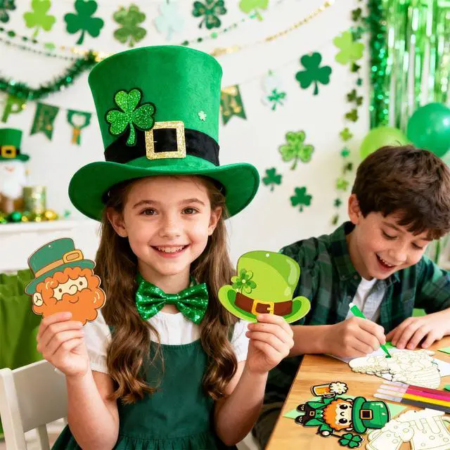 Alt view image 4 of 7 - St. Patrick's Day Coloring Arts Crafts, 61pcs Saint Patty Day Decor Set, Saint Patty Hanging Ornament Saints Day Hanging Ornament for St. Patrick's Day Party Decorations