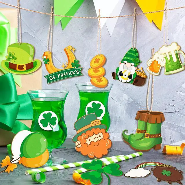 Alt view image 3 of 7 - St. Patrick's Day Coloring Arts Crafts, 61pcs Saint Patty Day Decor Set, Saint Patty Hanging Ornament Saints Day Hanging Ornament for St. Patrick's Day Party Decorations
