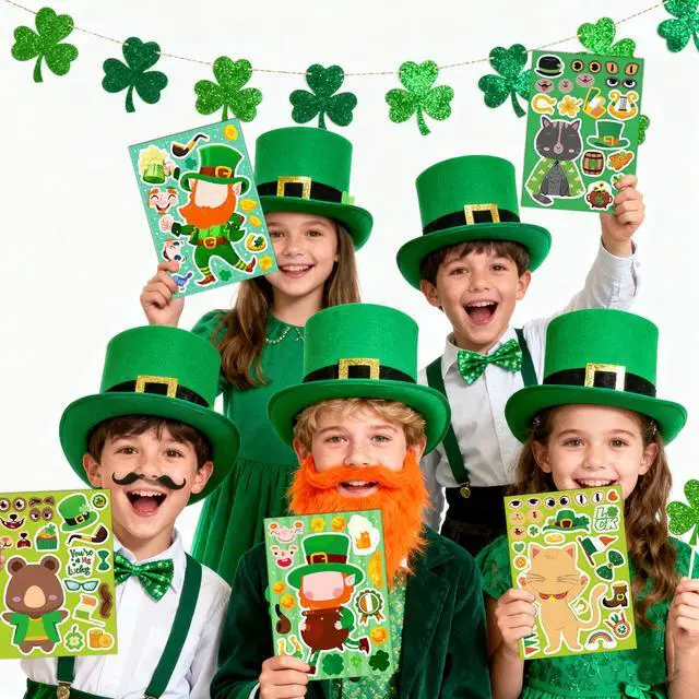 Alt view image 5 of 7 - 24 Sheet St Patricks Day Stickers, Make Your Own Irish Sticker Kits, Make Your Own St. Patrick's Day Stickers for St. Patrick's Day Craft St Patricks Day Party