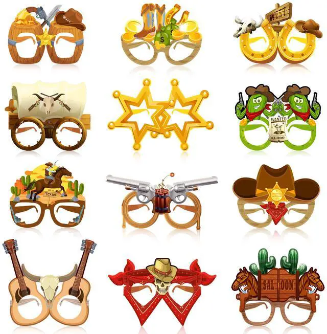 Main image of Western Party Favors Decorations, 36pcs Cowboy Paper Glasses Western Cowboy Party Eyeglasses, Western Theme Paper Glasses for Cowboy Theme Party Decorations