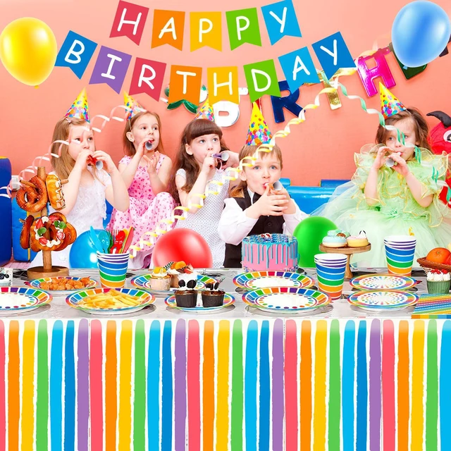 Alt view image 5 of 6 - Rainbow Party Supplies,166pcs Rainbow Party Decorations & Tableware Set - Rainbow Party Plates Napkins Cups & Rainbow Birthday Decorations Balloons Banner etc Rainbow Themed Birthday Party Supplies