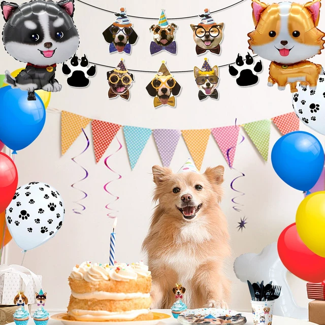 Alt view image 2 of 7 - Puppy Dog Birthday Party Supplies,148pcs Dog Party Decorations & Dog Birthday Party Tableware Set- Dog Birthday Banner,Puppy Balloons&Puppy Party Plates Cups Table Cloth etc Dog Themed Party Supplies