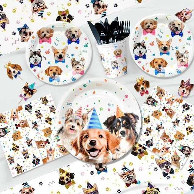 Alt view image 4 of 7 - Puppy Dog Birthday Party Supplies,148pcs Dog Party Decorations & Dog Birthday Party Tableware Set- Dog Birthday Banner,Puppy Balloons&Puppy Party Plates Cups Table Cloth etc Dog Themed Party Supplies