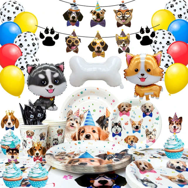Main image of Puppy Dog Birthday Party Supplies,148pcs Dog Party Decorations & Dog Birthday Party Tableware Set- Dog Birthday Banner,Puppy Balloons&Puppy Party Plates Cups Table Cloth etc Dog Themed Party Supplies