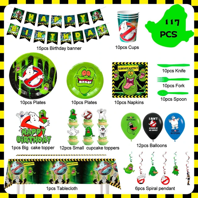 Alt view image 6 of 7 - Ghostbusters Birthday Party Supplies Kit - 117pcs Ghostbusters Birthday Plates Cups Napkins Tablecloth & Ghostbusters Balloons Banner Spirals etc Ghostbusters Party Decorations for kids