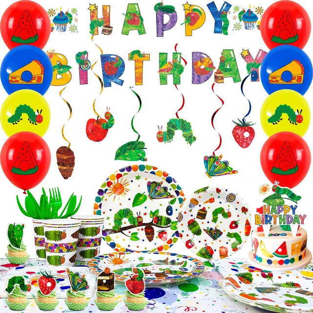 Main image of 10 Guests Caterpillar Birthday Tableware Hungry Caterpillar Party Supplies,117Pcs, Hungry Caterpillar Birthday Decorations, Caterpillar Party Supplies, Butterfly Party Decorations, Spring Party Plates