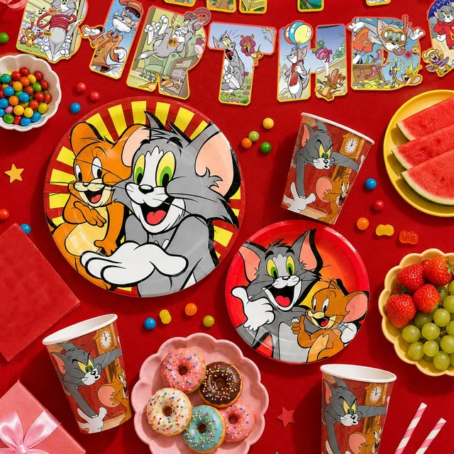 Alt view image 4 of 7 - 110 Pcs Tom and Jerry Birthday Decorations & Tableware Set - Tom and Jerry Party Banner Balloons Plates Cups etc Tom and Jerry Party Decorations for Tom and Jerry Birthday Party Supplies