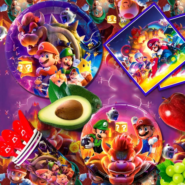 Alt view image 5 of 6 - Super Mario Party Supplies, 112pcs Mario Birthday Decorations & Tableware Set - Super Mario Balloons Banner Backdrop & Mario Party Table Cloth Plates Cups etc Super Mario Birthday Party Supplies