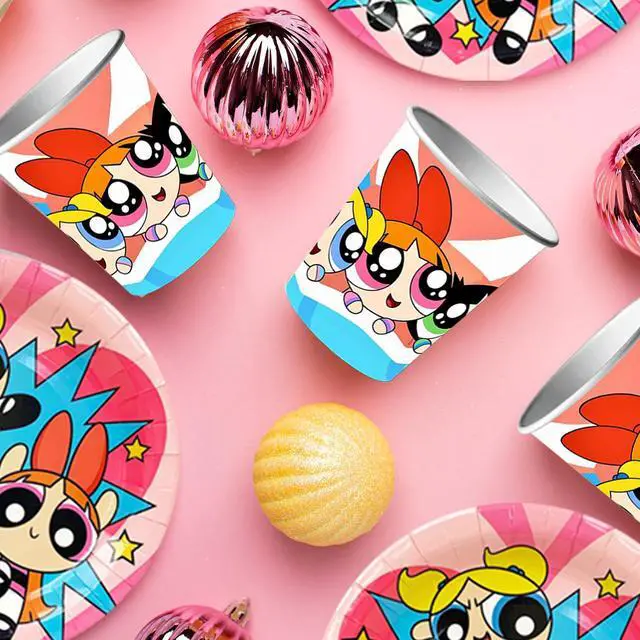 Alt view image 5 of 7 - 114 Pcs The Powerpuff Girls Birthday Party Tableware Set - The Powerpuff Girls Party Plates Napkins Cups Tablecloth & Birthday Banners for The Powerpuff Girls Theme Party Supplies Decor