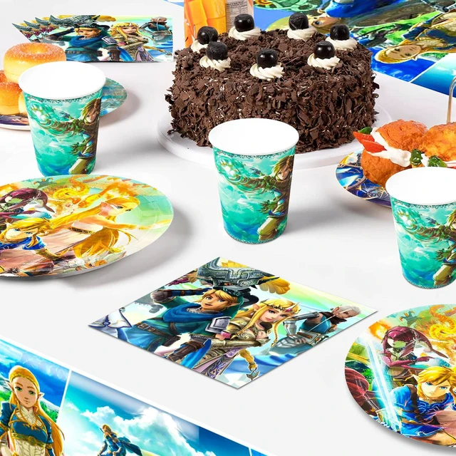 Alt view image 5 of 7 - Zelda Birthday Party Supplies,112pcs Zelda Party Decorations & Tableware Set- Zelda Birthday Decorations Balloons Banner Backdrop & Zelda Plates Cups Table Cover etc Legend Of Zelda Party Supplies